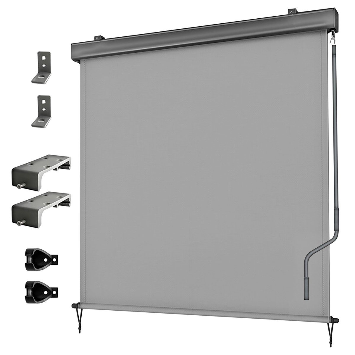 Zonneluifel Verticaal Zonnescherm Balkon Zonwering Markies Terras 250x140cm Grijs Privacy