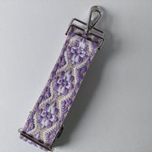 BAGSTRAP - bandoulière violet clair/blanc rend votre sac plus personnel et frappant, convient également pour un sac photo, couleur gaie crème, couleur argent, crochets, fixation facile