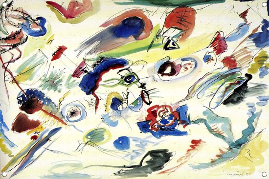Composition VI - Wassily Kandinsky tuinposter - Abstract tuinposter - Tuinposter Oude Meesters - Schutting decoratie - Tuindoek - Tuindecoratie tuinposter 150x100 cm
