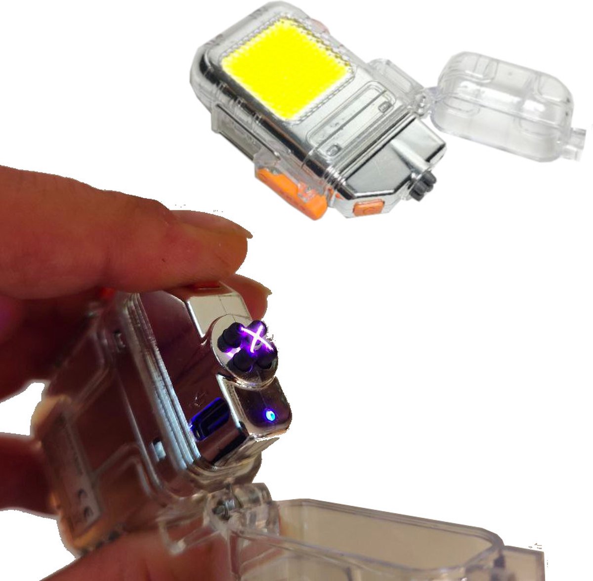 Goedkoopste Elektronische aansteker met COB LED lamp oplaadbaar 300mah accu usb C gratis normale aansteker.
