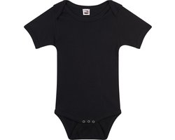Basic rompertje voor babys - zwart - katoen - 240 grams - baby kleding - kraamcadeau - korte mouwen 68