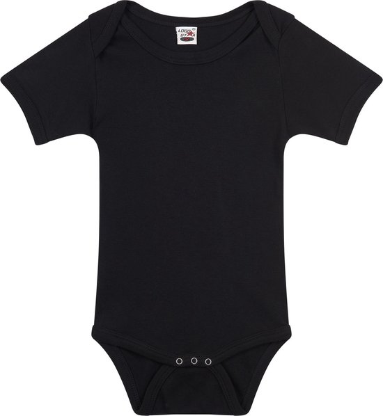 Basic rompertje voor babys - zwart - katoen - 240 grams - baby kleding - kraamcadeau - korte mouwen 68