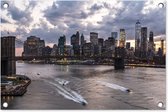 Tuindecoratie New York - Brooklyn Bridge - Manhattan - 60x40 cm - Tuinposter - Tuindoek - Buitenposter