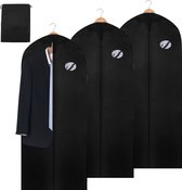 3 stuks Beschermhoes voor kleding zwart 150 x 60 cm -met schoenentas een handvat- Kledinghoezen - Kleding opbergen accessoires - Beschermhoes kleding-