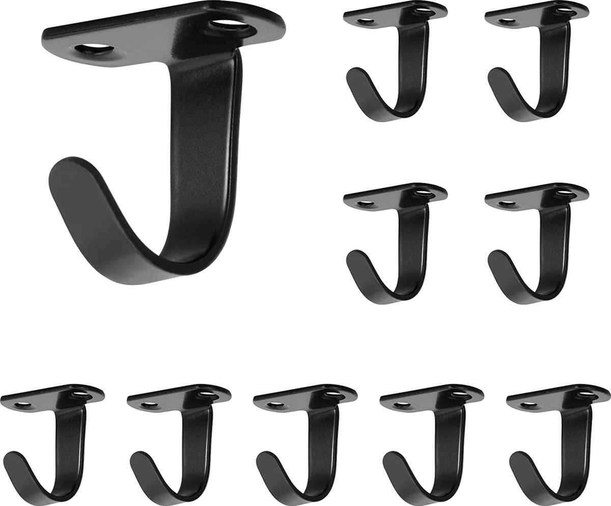 NNNJunhua Zinklegering plafond dubbele haak kast kledingkast jas handdoek hoed haak haken onder kast plank 6 stuks (zwart