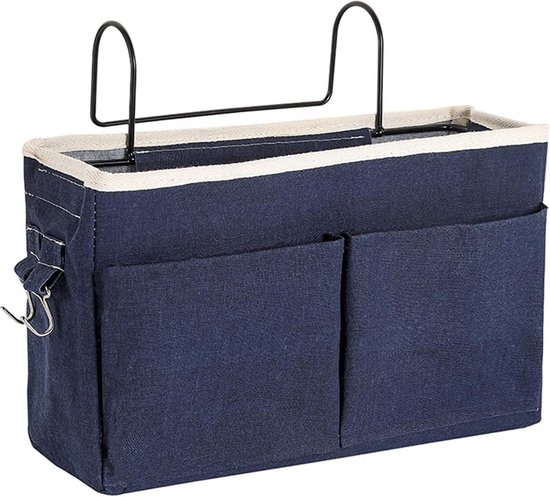 Bedorganizer, bedtas met ophanghaken, hoogslaper, opbergtas voor boek, tijdschrift, mobiele telefoon, hoofdtelefoon, bed, opslag (roze