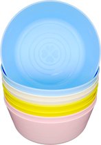 Plastic kinderkommenset voor peuters, herbruikbaar, BPA-vrij, picknick-, feest- en campingservies voor jongens en meisjes - pastel