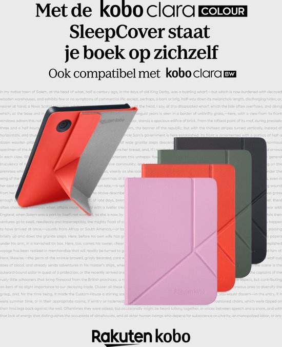 Kobo Clara Colour / BW Hoes voor eReader - SleepCover - Rood - Ingebouwde standaard van Kobo — afbeelding 5