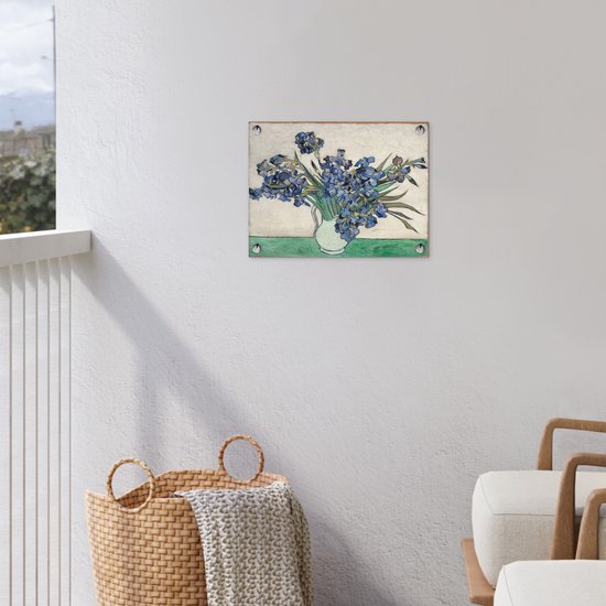 Affiche de jardin Vincent van Gogh 2 - Nature morte aux iris - Peinture de Vincent van Gogh Affiche de jardin toile lâche 40x30 cm - Toile de jardin/Toile d'extérieur/ Peintures pour l'extérieur (décoration de jardin)