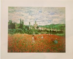 Mini kunstposter - Claude Monet - Papaverveld in Giverny - 24x30 cm