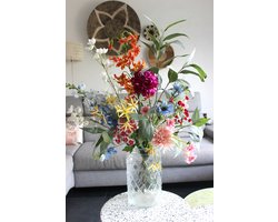 Bloemenjunkie - Kunstbloemen - Zijden Bloemen Boeket - Veldboeket - 70 cm hoog - 11 Stelen - Magnolia - Klaproos - Lente - Voorjaar