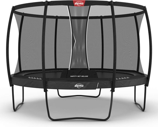 BERG Champion Regular Trampoline - 380 cm - Rond - Airflow Pro Springdoek - TwinSpring - Grijs - incl. Veiligheidsnet deluxe