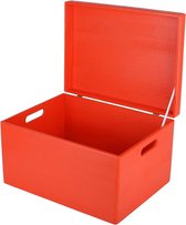 XXL Rode Grote Houten Opbergdoos | 40 x 30 x 24 cm (+/-1cm) | met Deksel en Handgrepen | Ideaal voor Documenten en Speelgoed Wooden crates