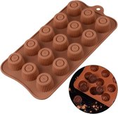 Siliconen bakvorm - Chocoladevorm - 15 Bonbons - Chocolade, koek, gebak, pudding, ijsblokjes, zeep, epoxy etc. - Geschikt voor o.a. oven, koelkast, vriezer, magnetron