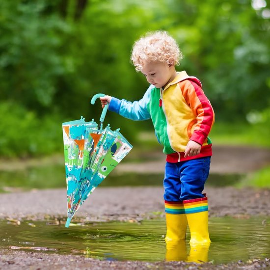 Parapluie pour enfants, résistant au vent, robuste, transparent, pour enfants, transparent, pour garçons et filles, parapluie gonflable à dôme, diamètre = 70 cm