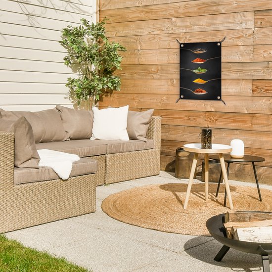 Affiche de jardin herbes italiennes sur cuillères toile en vrac 30x40 cm - petit - Toile de jardin / Toile d'extérieur / Peintures pour l'extérieur (décoration de jardin)