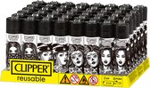 Clipper Aansteker - 48 stuks in display- Aansteker - Vuursteen -Hervulbaar Design Tattoo Girls
