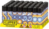 Clipper Aansteker - 48 stuks in display- Aansteker - Vuursteen -Hervulbaar Design Mosaic Pattern