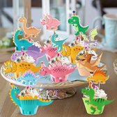 Jacey's TREASURES Dinosaurus Cupcake Toppers - 8 Stuks - Cupcake Versiering - Verjaardag Versiering - Cupcake Decoratie - Kinderfeestje - Toppers - Taarttopper - Cake Topper - Prikkers - Cocktailprikkers - Taart - Uitdelen - Voor Jongens en Meisjes
