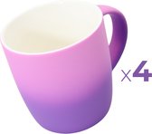 Kleurrijke paars/roze brede mokken! - 4 stuks - 300ml - Perfect voor koffie, thee of andere warme dranken - Gezellig design - Koffiemok met gradient ontwerp
