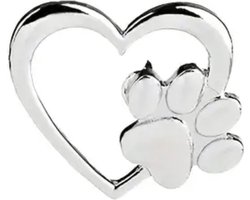 GoedeDoelen.Shop | Broche Paw Heart Silver | Pin | Statement Broche | Dierenwelzijn | Rescue Paws | Zilverkleurig | Cadeau | Wellness-House