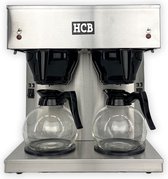 HCB® - Professionele Horeca Koffiezetapparaat - 2 x 1,8 liter - 230V - RVS / INOX - Filter machine voor koffie - Filtermachine - Filterkoffie - 40.5x40.5x45.5 cm (BxDxH) - 9 kg