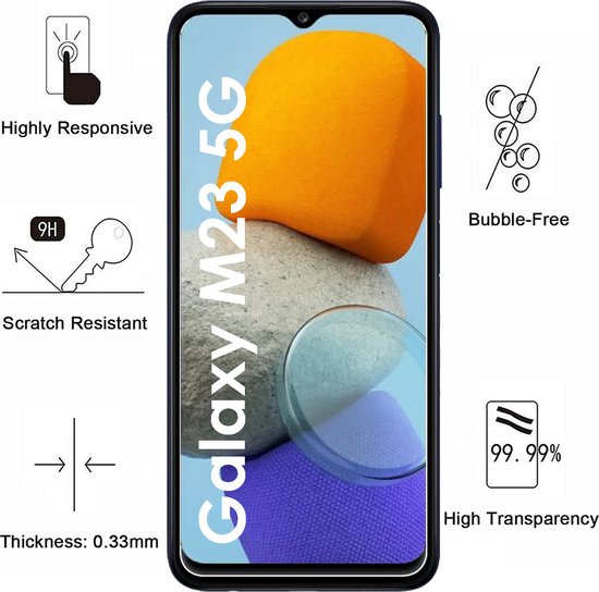 Protection d'écran pour Samsung Galaxy M23 5G - 2 Verres de protection Film d'écran en verre transparent