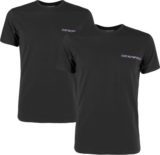 Emporio Armani 2P O-hals shirts small logo zwart - M
