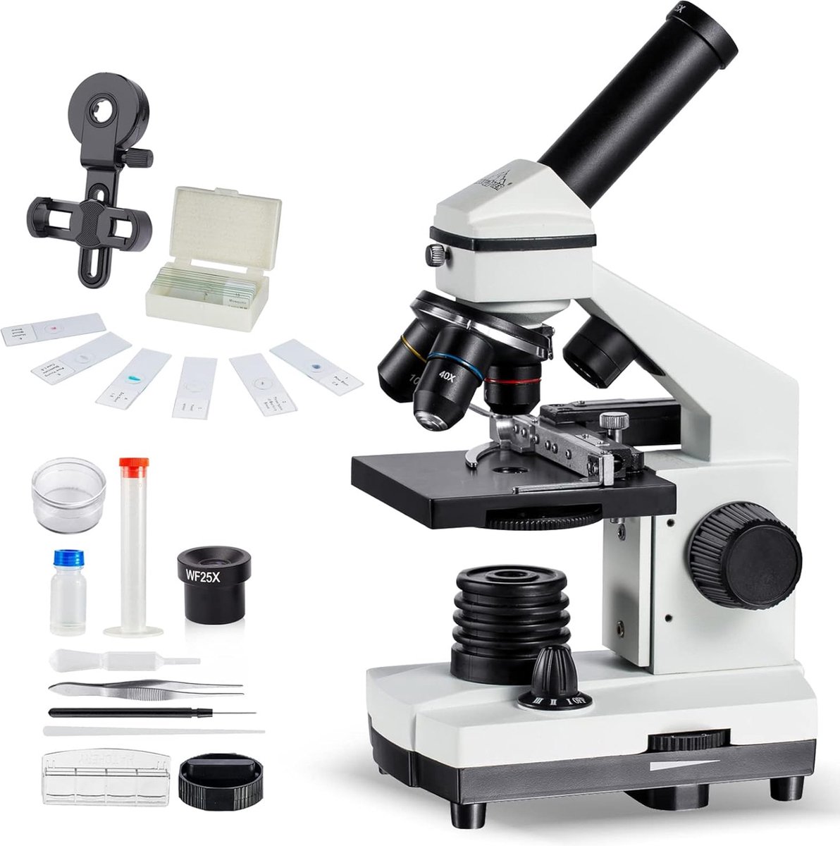 Ayangoods Microscoop 1000x voor Studenten met Voorbereide Glaasjes Kit voor Demonstratie Onderwijs Amateur Biologie Onderzoek Thuisonderwijs Wetenschap Leren Natuur