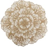 6x Ronde gouden bloem placemats - Placemat - Onderlegger - ∅38 cm – Rond – Kunststof – Goud bloem - 6st