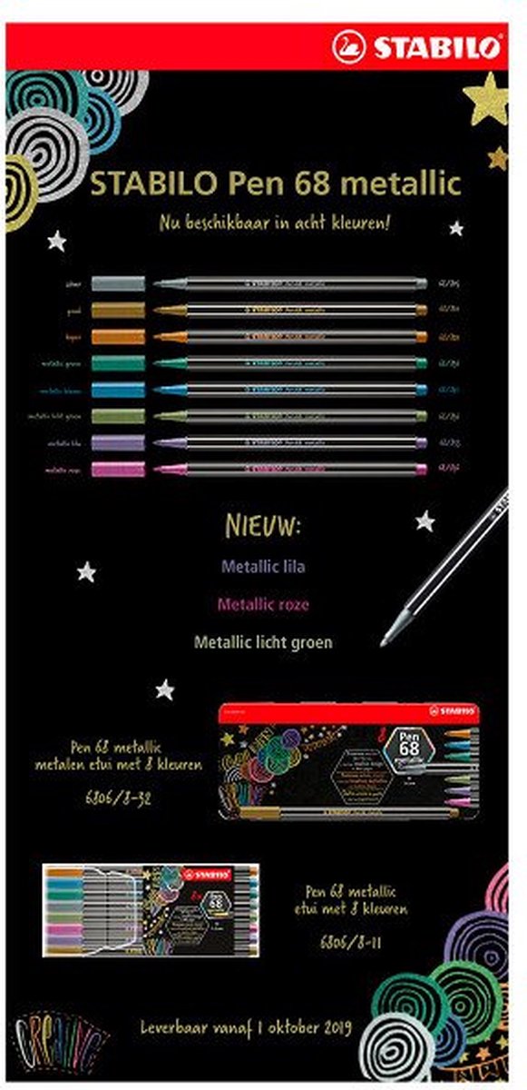 STABILO Pen 68 Metallic - Premium Metallic Viltstift - Etui Met 8 Kleuren — afbeelding 17