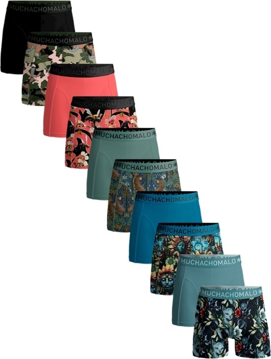 Muchachomalo Heren Boxershorts 10 Pack - Normale Lengte - Maat L - 95% Katoen - Mannen Onderbroek met Zachte Elastische Tailleband