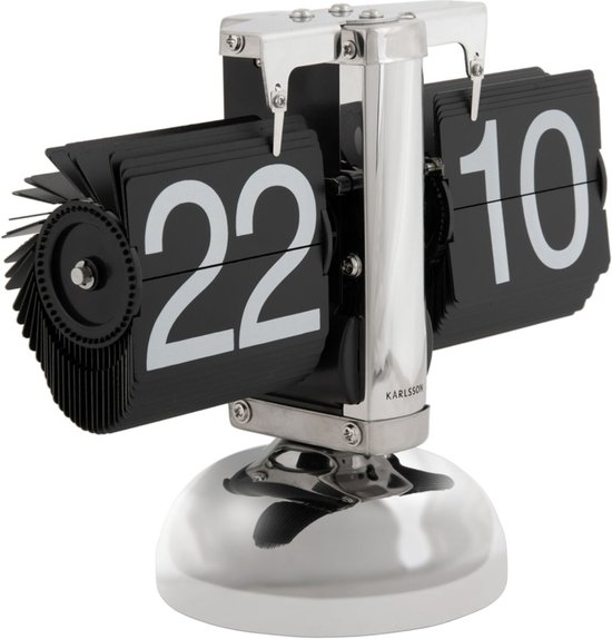 Karlsson Horloge de Table Petite Flip - Zwart - 9,5x21x16,5cm - Moderne