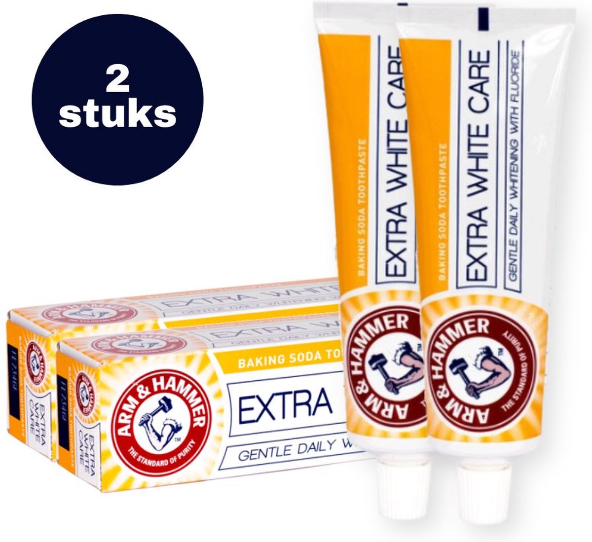 Goedkoopste 2 Tubes Arm & Hammer - Whitening - Tandpasta - Extra White - 125 gram - Baking Soda - Witte Tanden - Wittere Tanden - Tandpasta Whitening - Voordeelverpakking