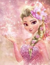 Diamond Painting van Disney's Elsa op Canvas: Een Sprankelende Creatie van 20 bij 30 cm - Roze