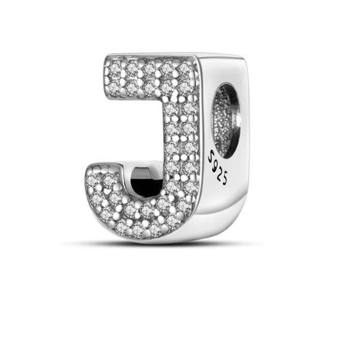 Zilveren Bedel J | Letter | Alfabet | ABC | Sieraden | Moederdag Cadeau | Past op alle bekende merken Armbanden | 925 Zilver Armband | Romystones