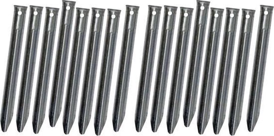 Set de Piquets de tente en forme de V en acier classique - Piquet de sol - 16 pièces - 18 cm | Long piquets angulaires en acier pour le montage de la tente | Camping | Camping