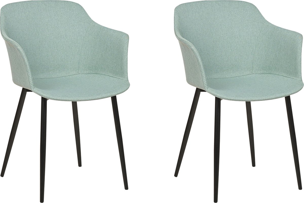 ELIM - Eetkamerstoel set van 2 - Mintgroen - Polyester