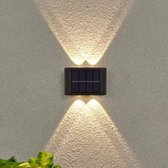 Fabono-tuinverlichting op zonne energie-solar tuinverlichting-Tuinverlichting-Solar wandlamp buiten-buitenverlichting zonne energie-2 LED lichten-Warm wit licht-2 stuks