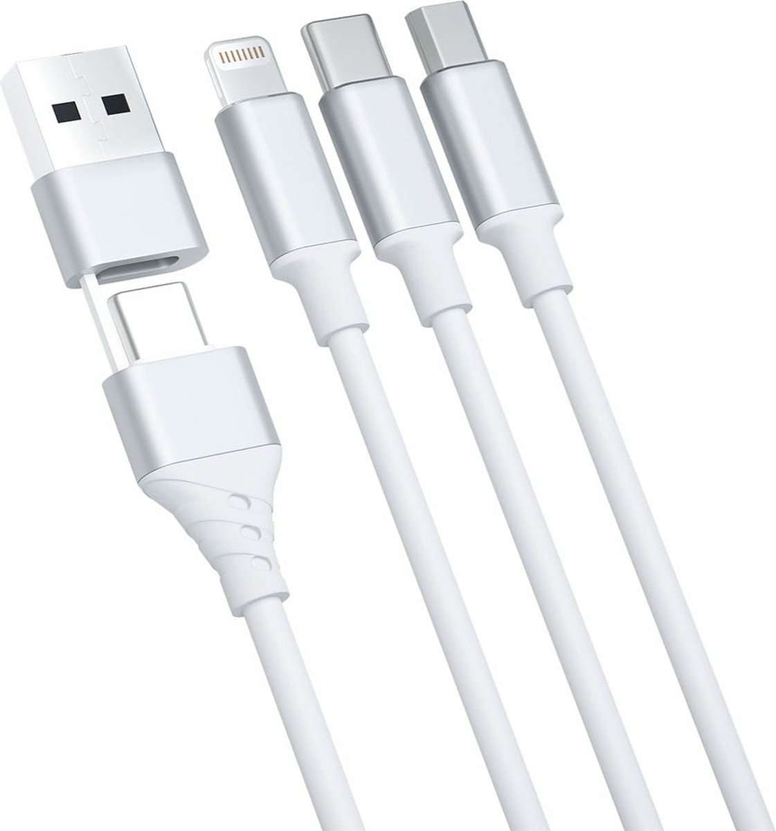Image of 3mk - Hyperkabel - 3in1 USB-A - USB-C / USB-C - micro USB - Lightning 1,5m - wit