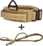 Always Prepared © Pro Halsband + Riem - Hals 35-75 CM - Hondenhalsband - voor middel en grote honden - One Size Khaki