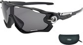 Fietsbril Met Hoes | Sportbril | Racefiets | Mountainbike | MTB | Sport Fiets Bril| Zonnebril | UV Bescherming | Zwart / Zilver