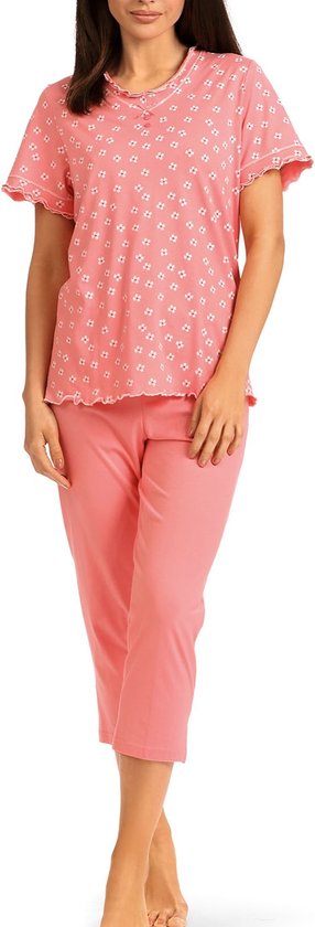 Comtessa - Dames Pyjama - 7/8 broek - Katoen - flamingo roze - Maat 50