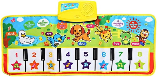 LEADSTAR Muziekmat- Speelgoed Voor Kinderen- 2 Jaar- Muziekmat- Baby- 71 x 28 CM - 8 Dierengeluiden- Modes- Multi-Tapijt- Dansmat- Vloermat- Educatief Speelgoed Voor Kinderen- Meisjes En Jongens