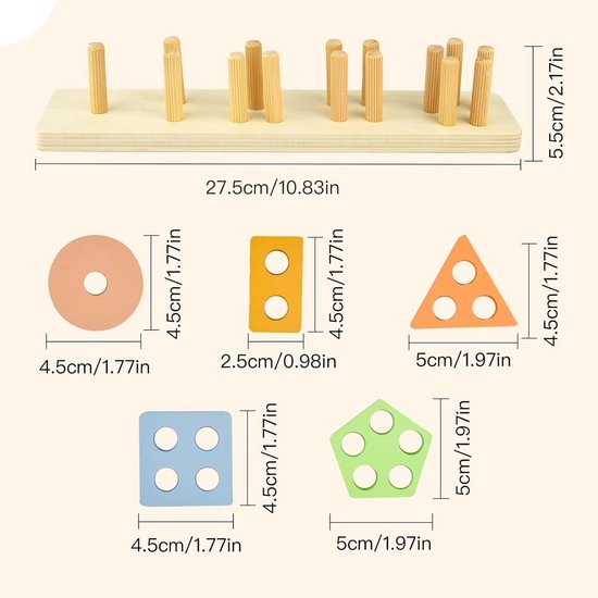 Speelgoed Educatieve Houten Sorter Gift voor Jongens Meisjes/Montessori Speelgoed van 3 Jaar, Lre Co. Geometrische Bouwblokken Speelgoed Plug-In Kubussen Houten Sorteren/Stapelen van Speelgoed. — afbeelding 2