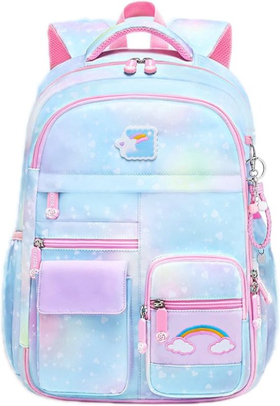 Cartable Filles École primaire - Cartable première année Groot - Blauw galaxie avec rose