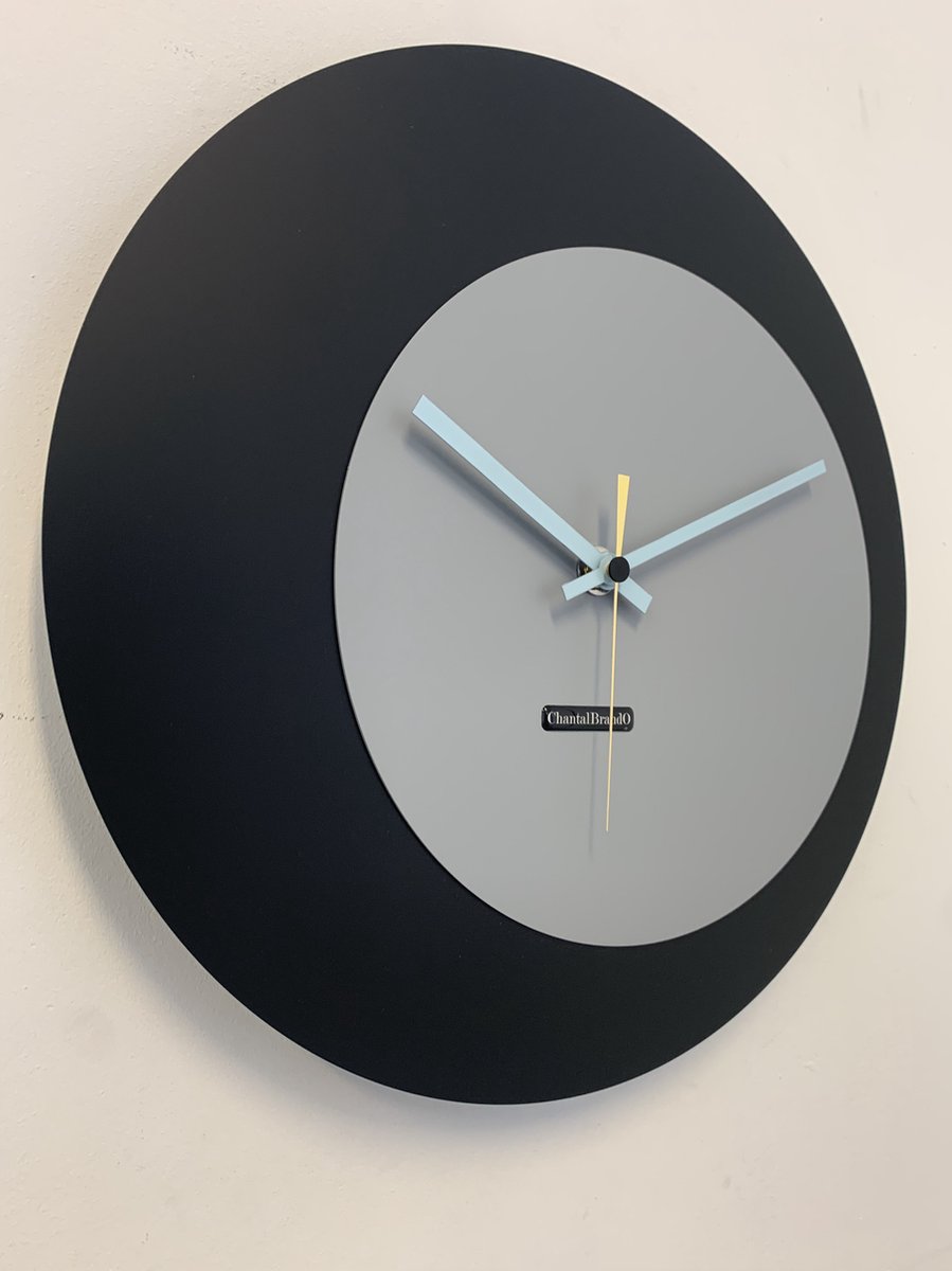 ChantalBrandO wandklok ECLIPS Zwart & Grijs Modern Design
