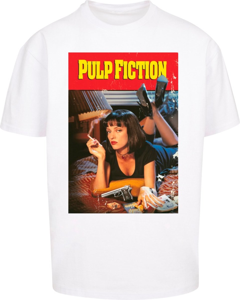 Merchcode Pulp Fiction - Poster Oversize Heren T-shirt - M - Wit