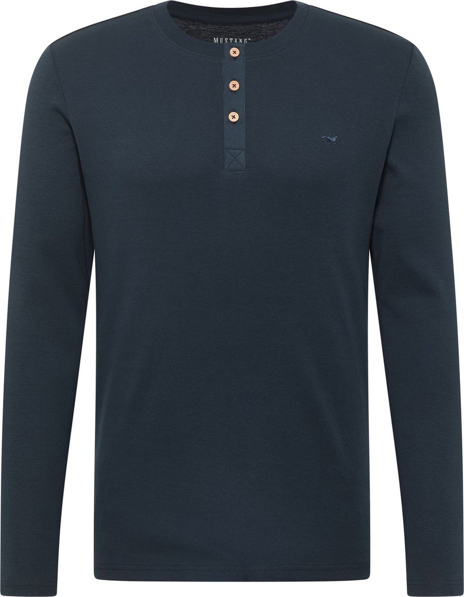Mustang Heren Longsleeve ARMINTO slim fit Blauw 5XL Ronde Hals Volwassenen