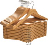 Anti-slip Houten kleerhangers met ronde broek bar & schouder groeven - 360 graden draaibare haak, duurzaam en slank Hangers voor jas, pak, broek, jas (Natuurlijke afwerking, set van 20)